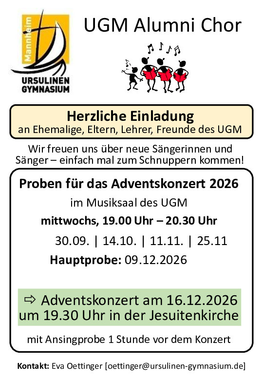 Probentermine Adventskonzert